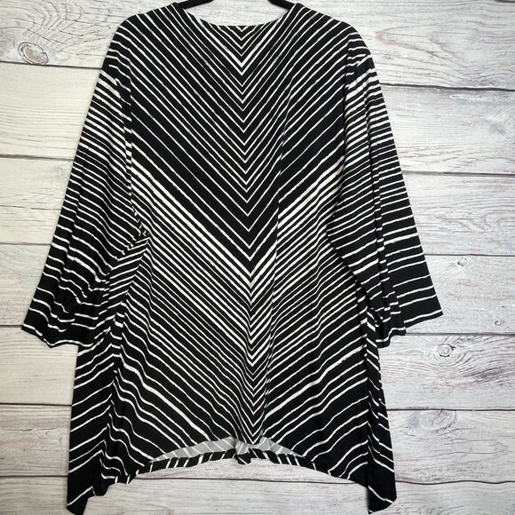 Catherine’s Anywhere Tunic Size 3X Black White Striped Lagenlook Minimalist - Picture 8 of 13